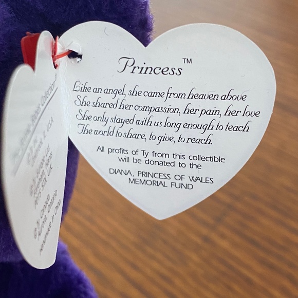 Collectible TY Beanie Baby PRINCESS in honor of Princess Diana - Picture 7 of 8